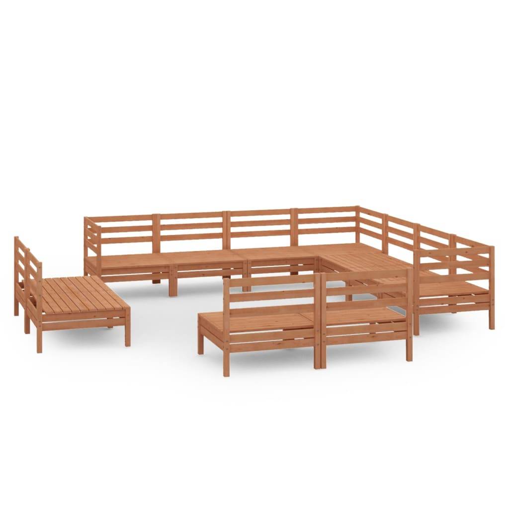 Helloshop26 - Salon de jardin meuble d'extérieur ensemble de mobilier 11 pièces bois de pin massif marron miel - Imagen 1