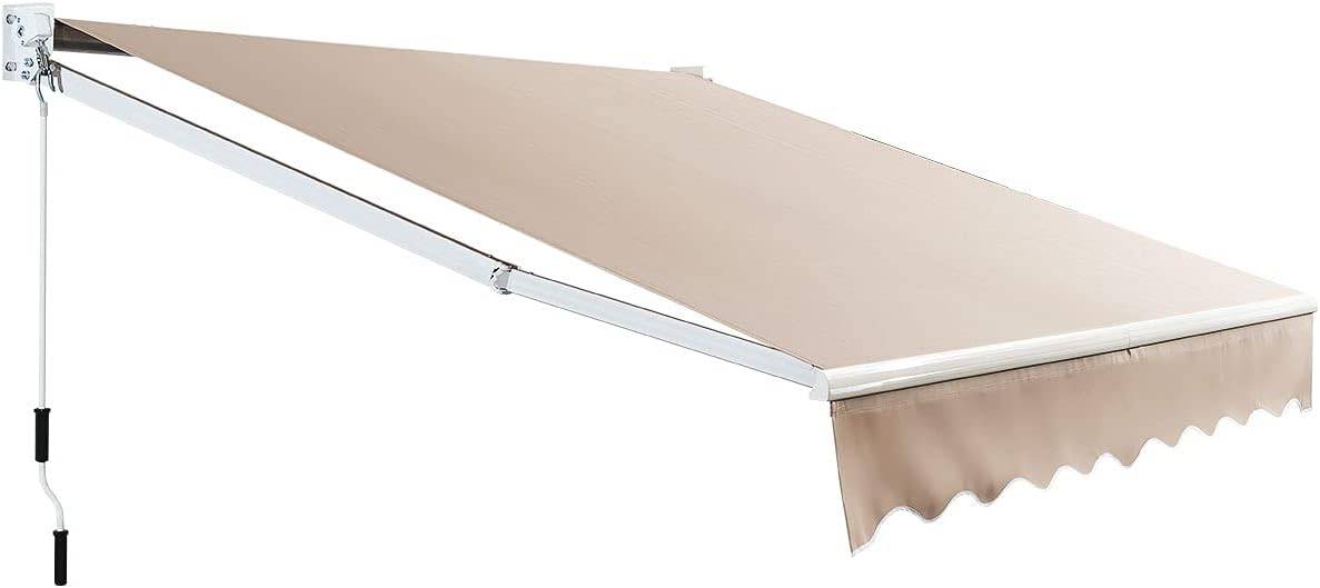 Costway - Store Banne Auvent Rétractable Manuel 245x200CM Angle Ajustable 40°-100° sans Perçage Beige - Image 1