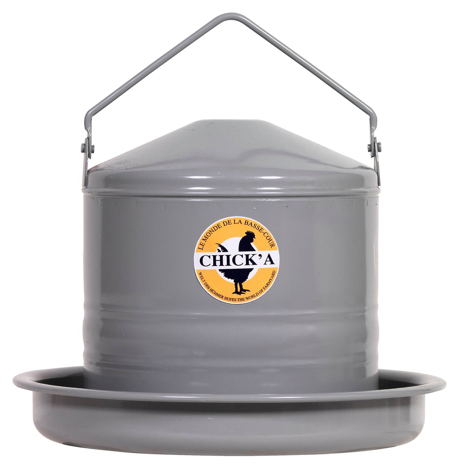 Chick'a - Abreuvoir en métal gris, 3 L - Imagen 1