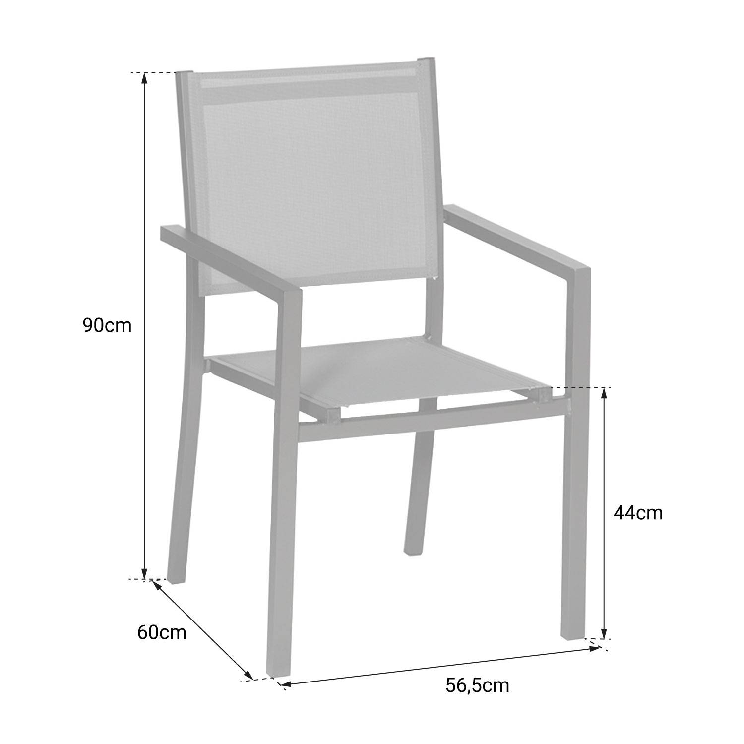 Happy Garden - Lot de 10 chaises en aluminium anthracite - textilène gris - HAPPY GARDEN - Imagen 9