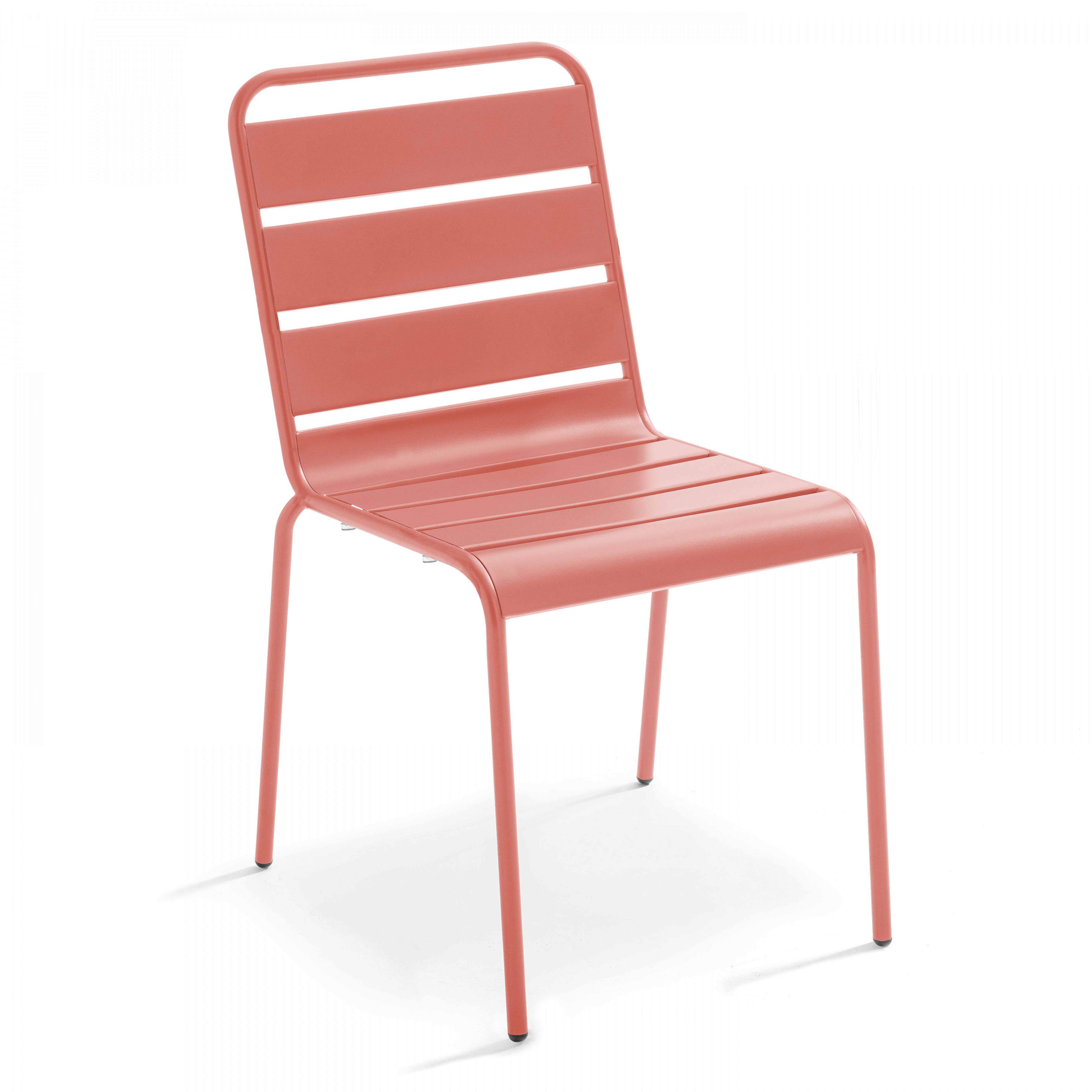 Oviala - Ensemble table de jardin carrée et 2 chaises métal argile Palavas - Oviala - Imagen 6