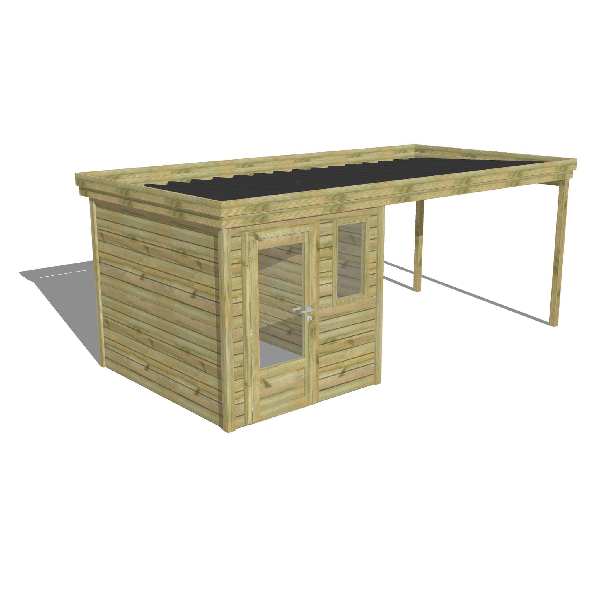 ABRI DE JARDIN bois  autoclave 27mm - 5,64x2,64m / 15m2 - Bac acier - Abri Français