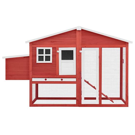 Grand poulailler bois de sapin avec nichoir et parc extérieur Rouge – ComfortXL Outdoor Living - Image 3