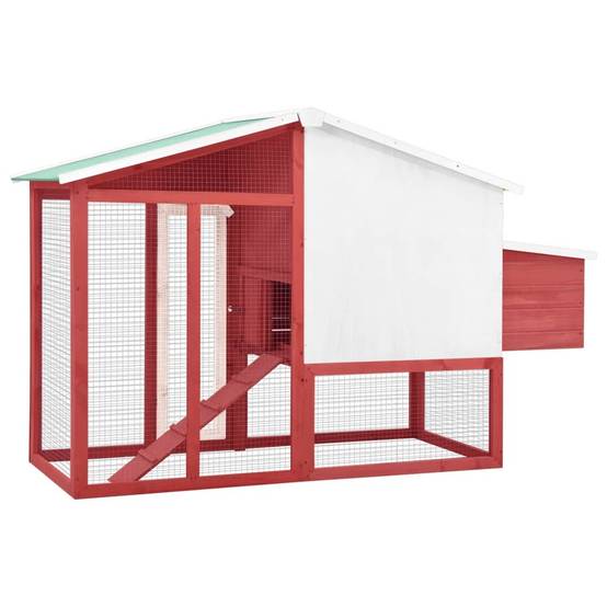 Grand poulailler bois de sapin avec nichoir et parc extérieur Rouge – ComfortXL Outdoor Living - Image 4