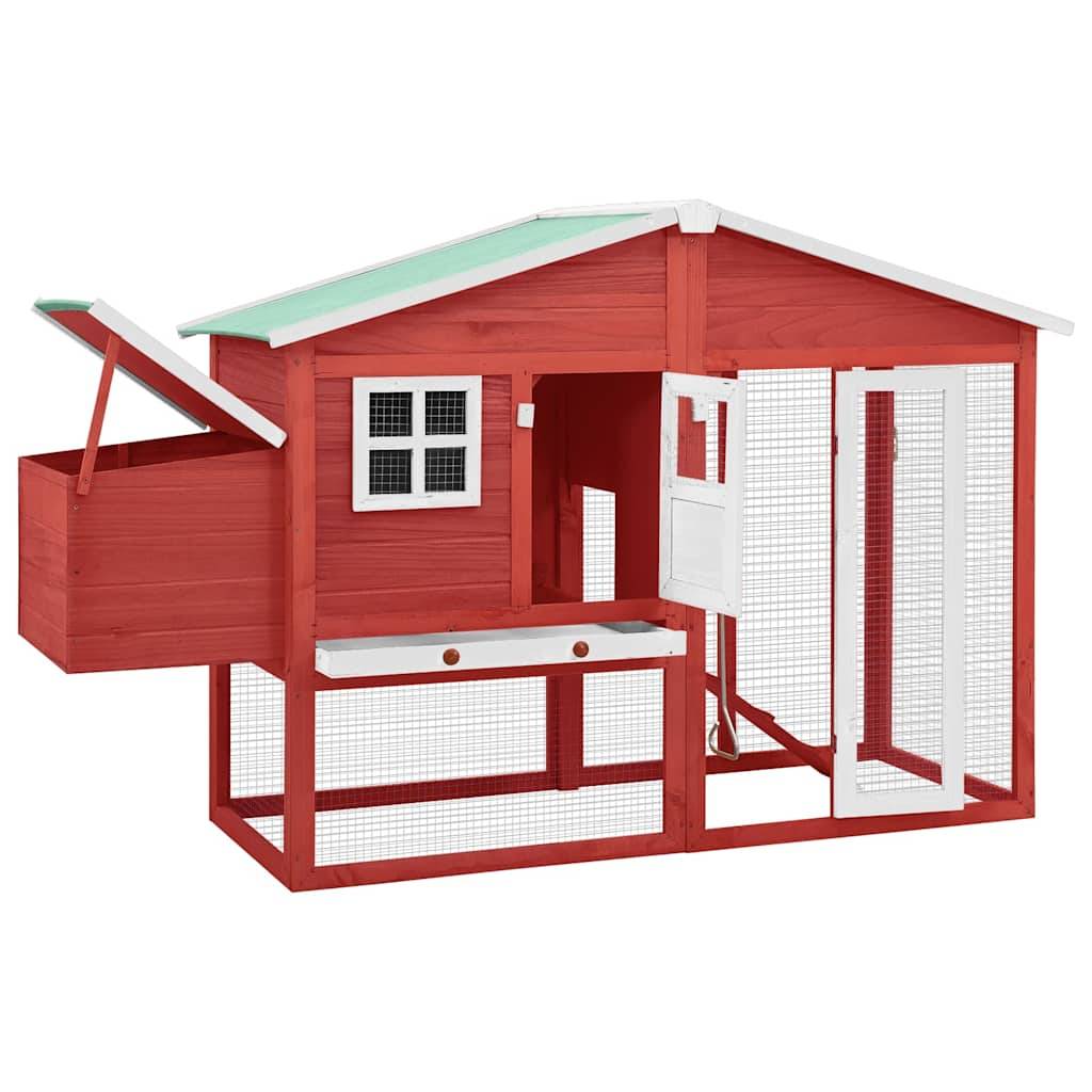 Grand poulailler bois de sapin avec nichoir et parc extérieur Rouge – ComfortXL Outdoor Living - Image 2