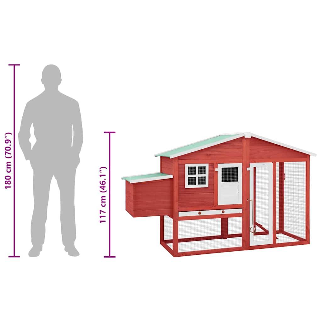 Grand poulailler bois de sapin avec nichoir et parc extérieur Rouge – ComfortXL Outdoor Living - Image 10