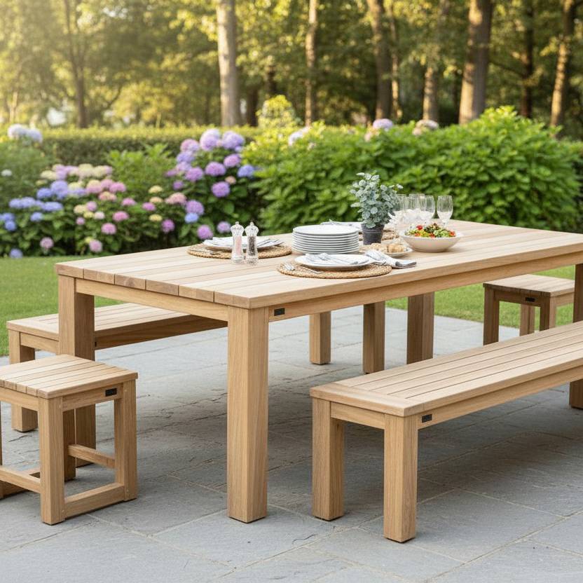 Table en teck recyclé 240 x 100 cm Callao - Gecko Jardin - Imagen 6