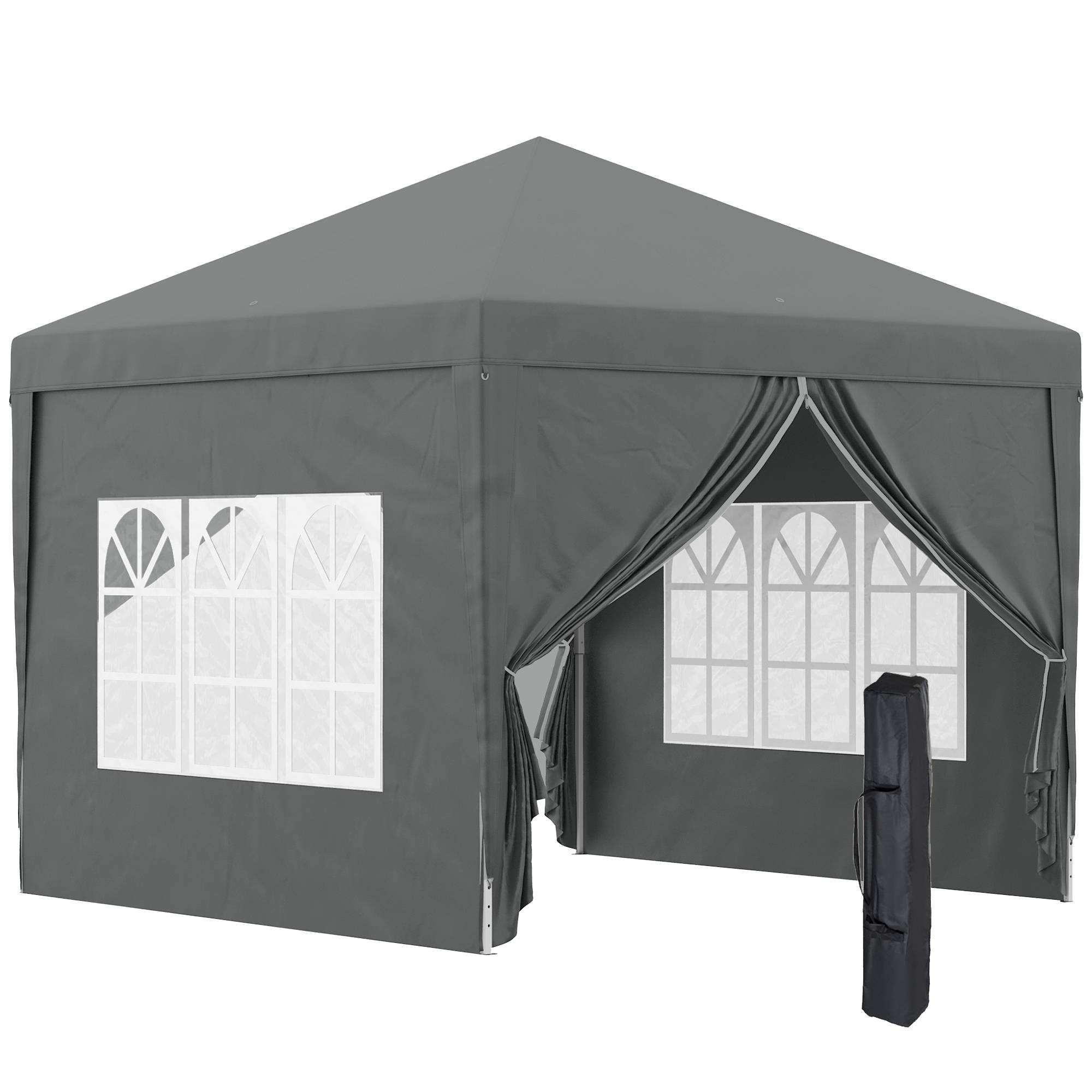 Tonnelle pliante d'extérieur 3x3 m avec 4 panneaux latéraux, en acier et tissu Oxford gris