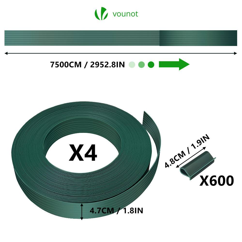 Kit de lamelles occultantes PVC brise vue 300m x 4.7cm avec 600 clips Vert - Image 4