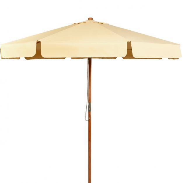 Helloshop26 - Parasol inclinable diamètre 300cm avec manivelle anti-uv protection solaire toile polyester imperméable beige - Imagen 2