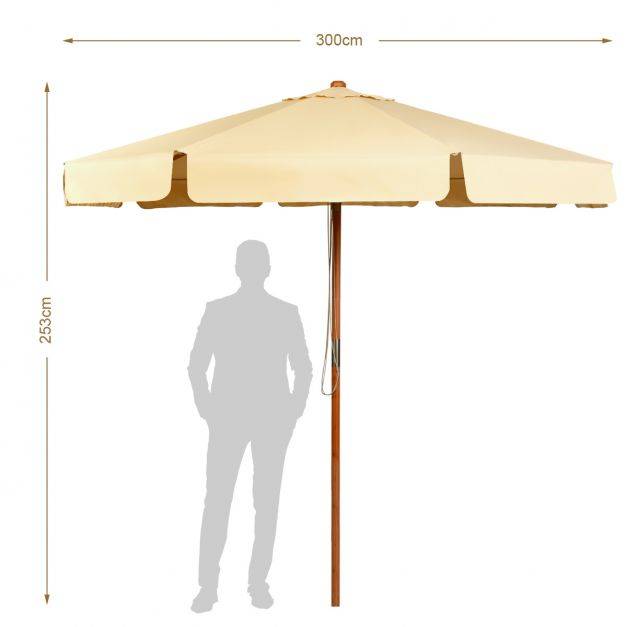 Helloshop26 - Parasol inclinable diamètre 300cm avec manivelle anti-uv protection solaire toile polyester imperméable beige - Imagen 6