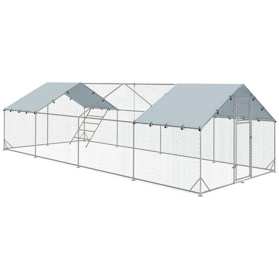 Enclos pour volailles acier galvanisé gris 800 x 300 x 195 cm - PANGIVO - Image 1