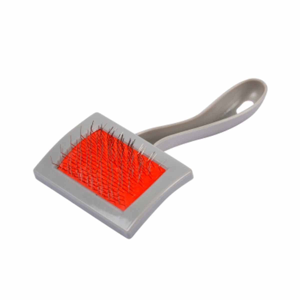 Love Story - Brosse de Toilettage "Picots" 15cm Gris & Rouge - Image 1