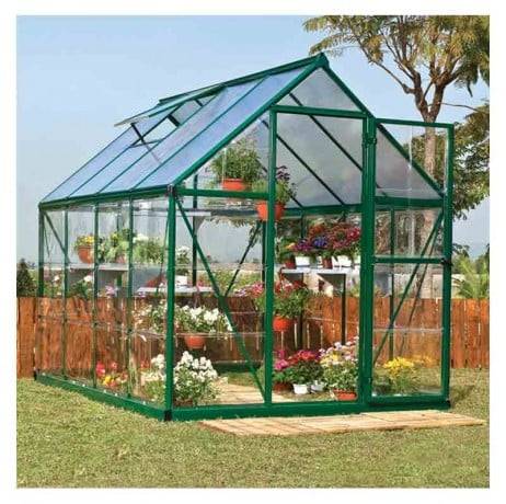 Canopia - Serre de jardin en polycarbonate Hybrid 4,50 m², Couleur Argent, Ancrage au sol Non - Imagen 2