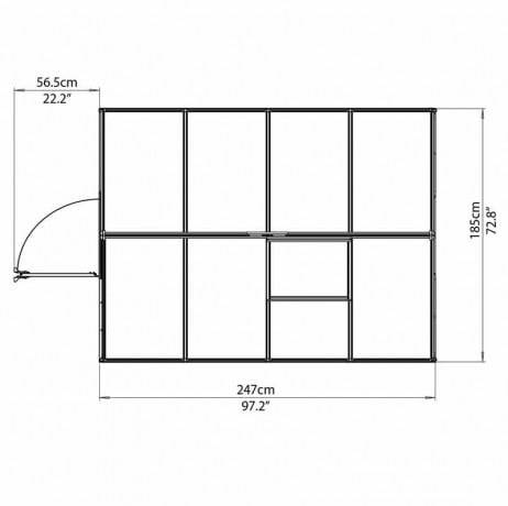 Canopia - Serre de jardin en polycarbonate Hybrid 4,50 m², Couleur Argent, Ancrage au sol Non - Imagen 7