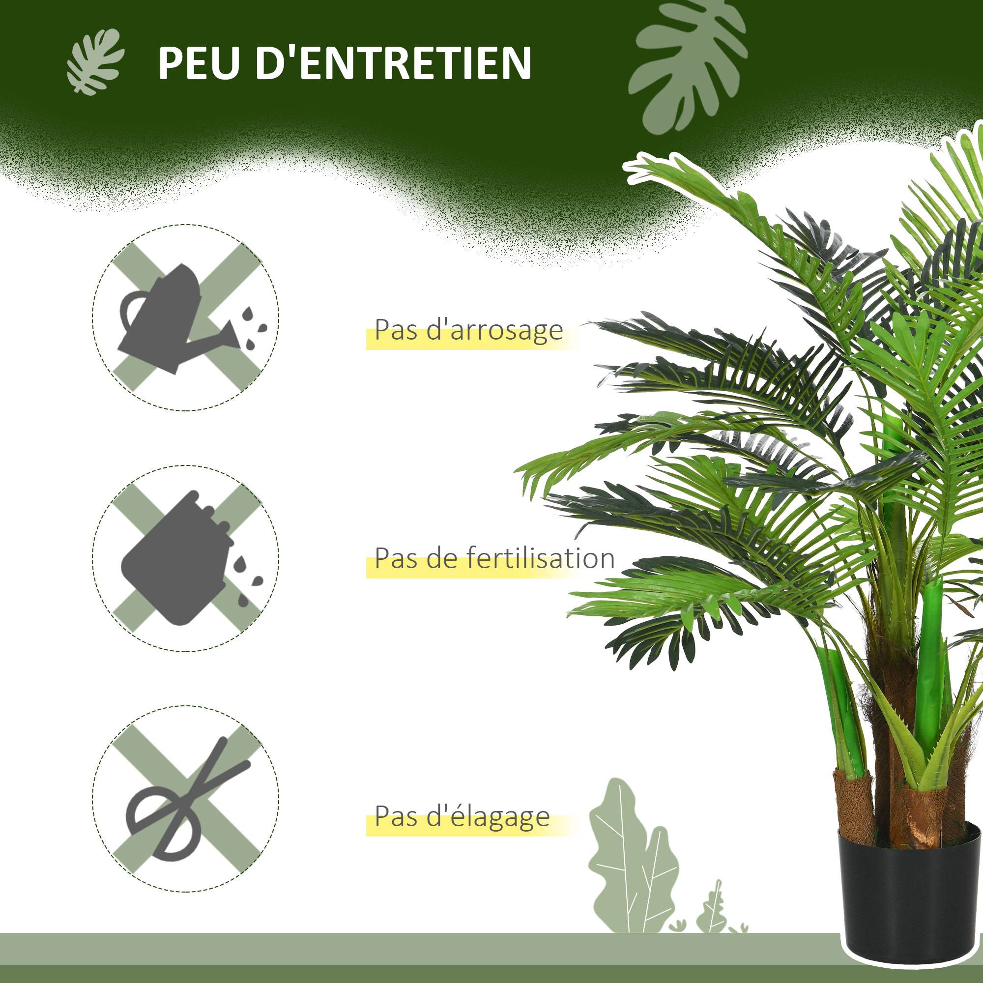 Palmier Artificiel H.1 m Arbre Artificiel Tronc Branches Lichen Feuilles Grand réalisme Pot Inclus - Image 7