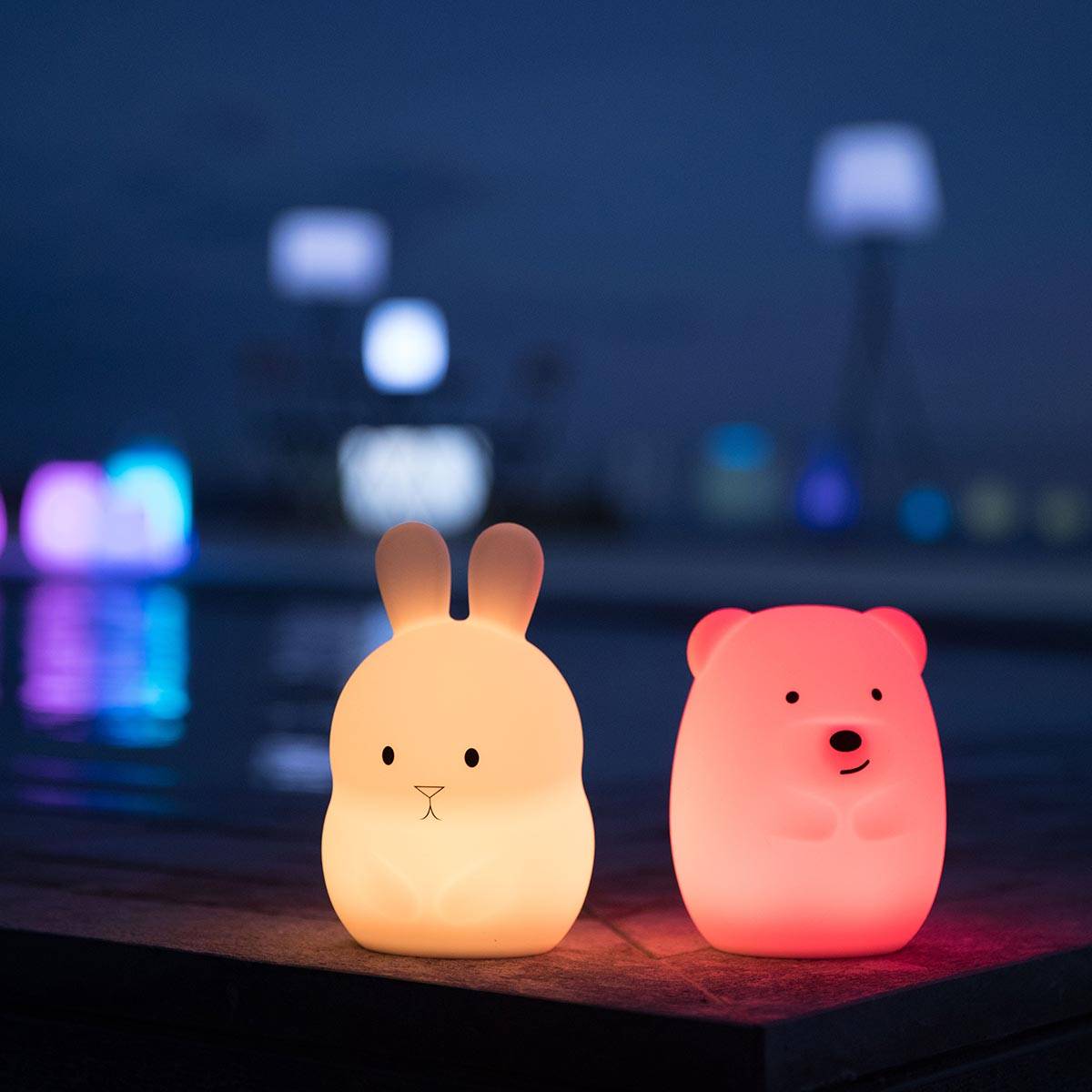 Lumisky - Veilleuse bébé ours sans fil touch LED TEDDY Blanc Silicone H19CM - Imagen 3