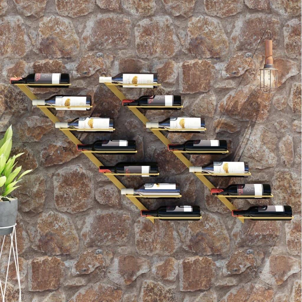 Autre - Casier à vin mural pour 7 bouteilles 2 pcs Doré Métal - Image 1