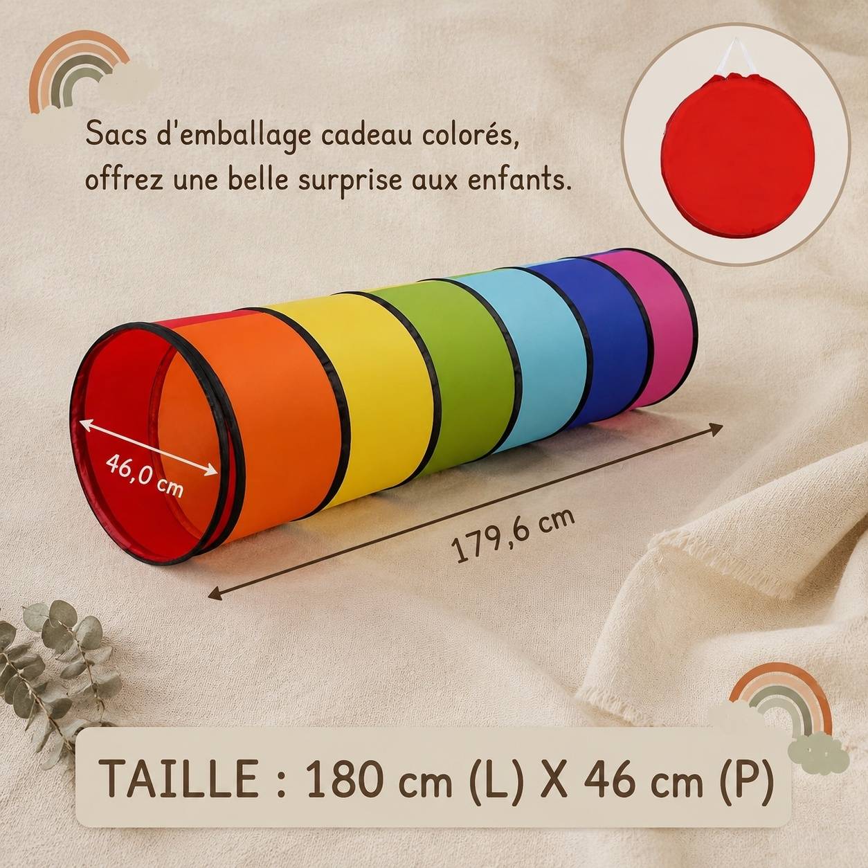 Tunnel de Jeu Pop-Up Pliable Intérieur Extérieur Sécurité Enfants - Image 4