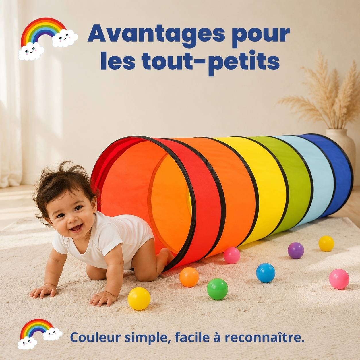Tunnel de Jeu Pop-Up Pliable Intérieur Extérieur Sécurité Enfants - Image 3