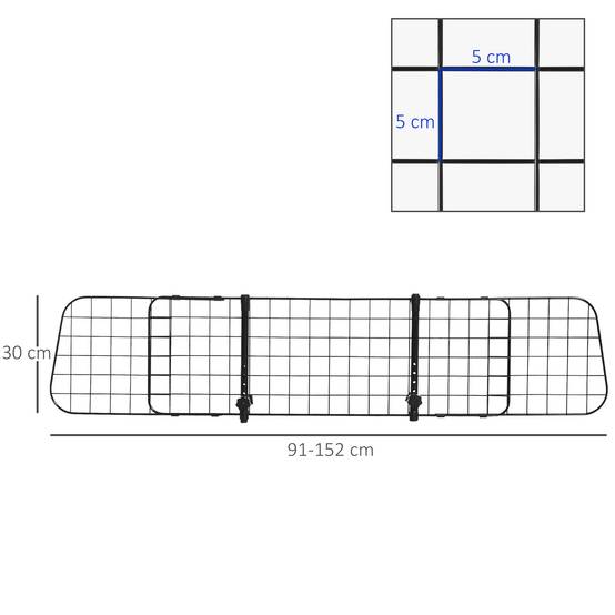 Sans Marque - Barrière universelle chien voiture protection extensible métal sièges arrière/coffre/bagages 91-152x30 cm noire - Image 5