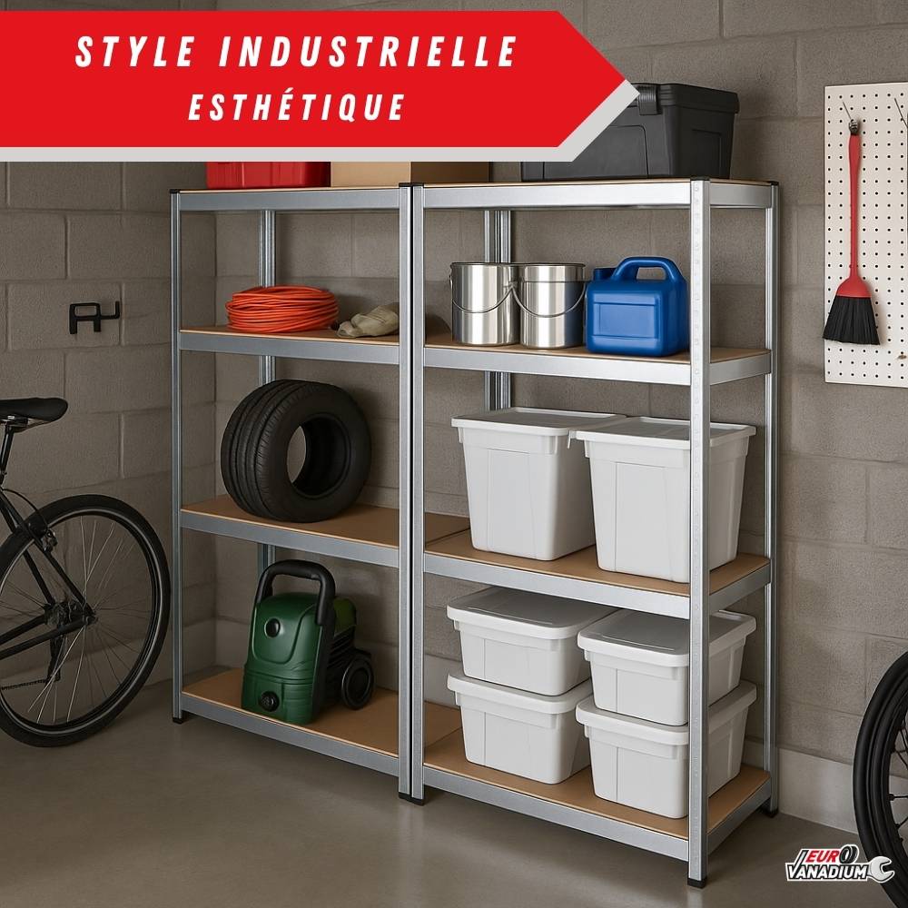 Étagère de garage métallique robuste 160x160cm : charge lourde, modulable, facile à monter 30 cm Gris - Image 2