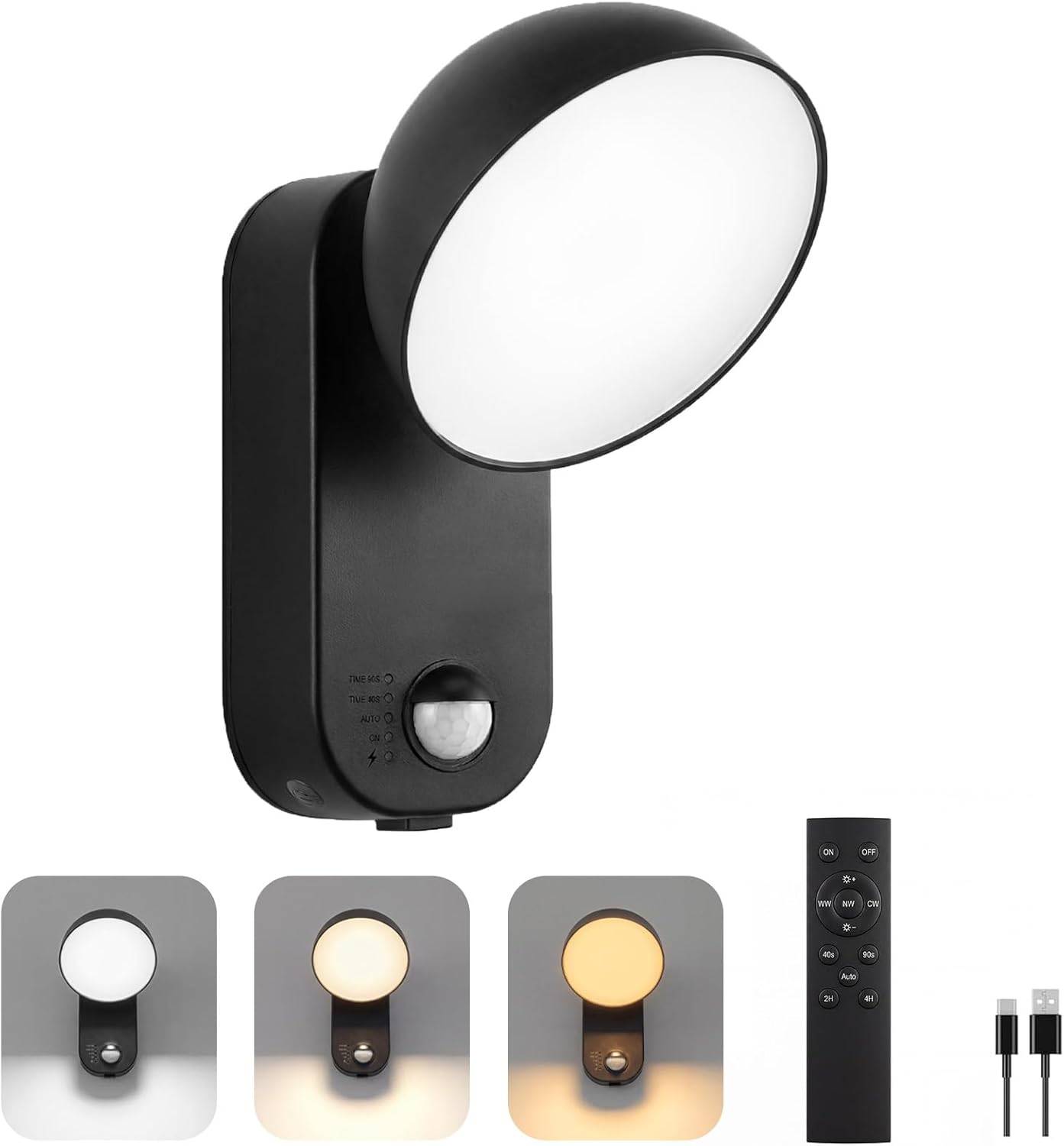 8 in 1 - Lampe murale sans fil avec détecteur de mouvement extérieur, batterie 10 000 mAh, 4 modes d'intensité, étanchéité IP65(1 pièce). - Image 1