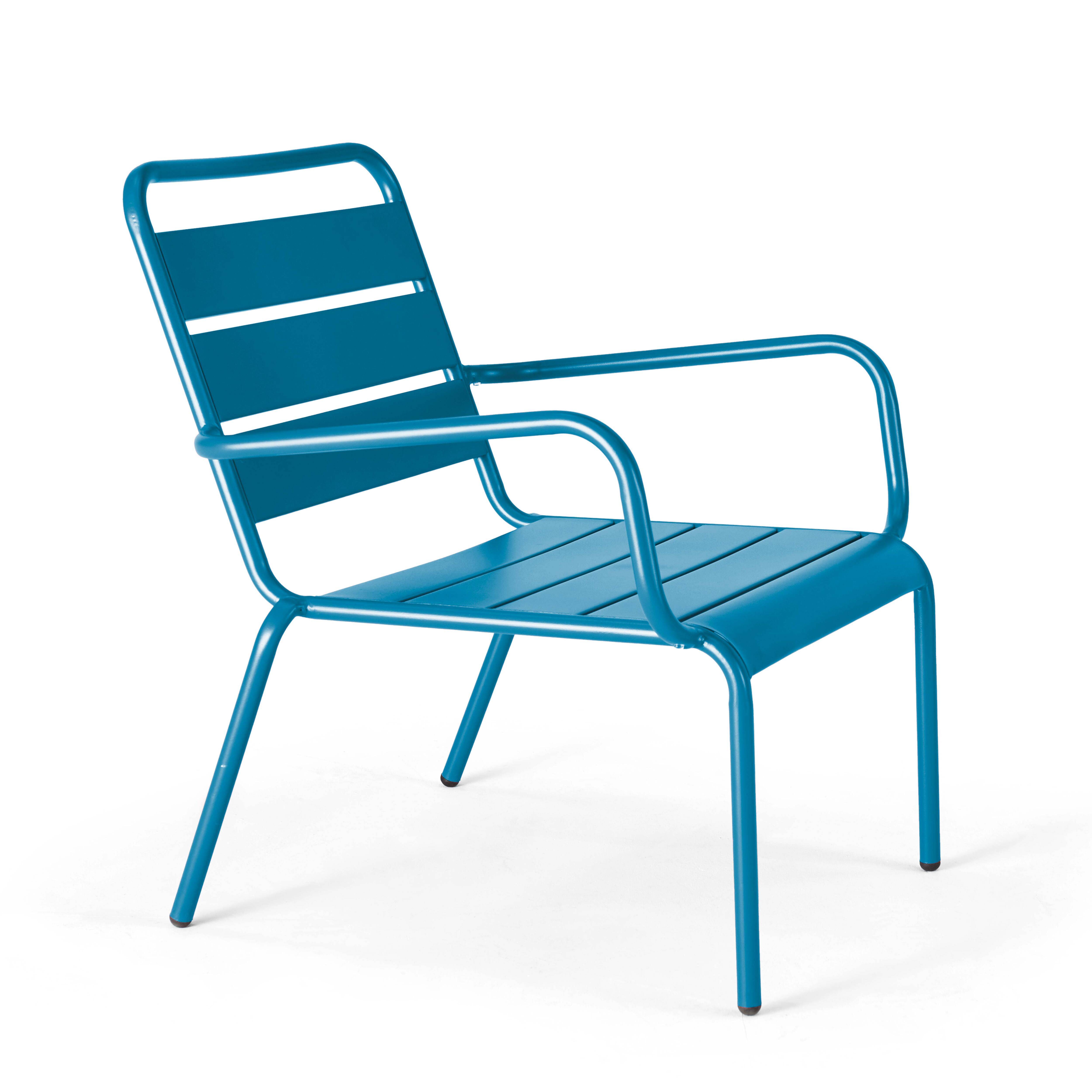 Oviala - Fauteuil relax et repose pied en métal bleu pacific Palavas - Oviala - Imagen 5