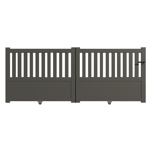 Portail Packit - Portail alu coulissant semi-ajouré en kit dim. L.3000 (entre piliers) X H.1300 mm  Gris Quartz (RAL 7039)