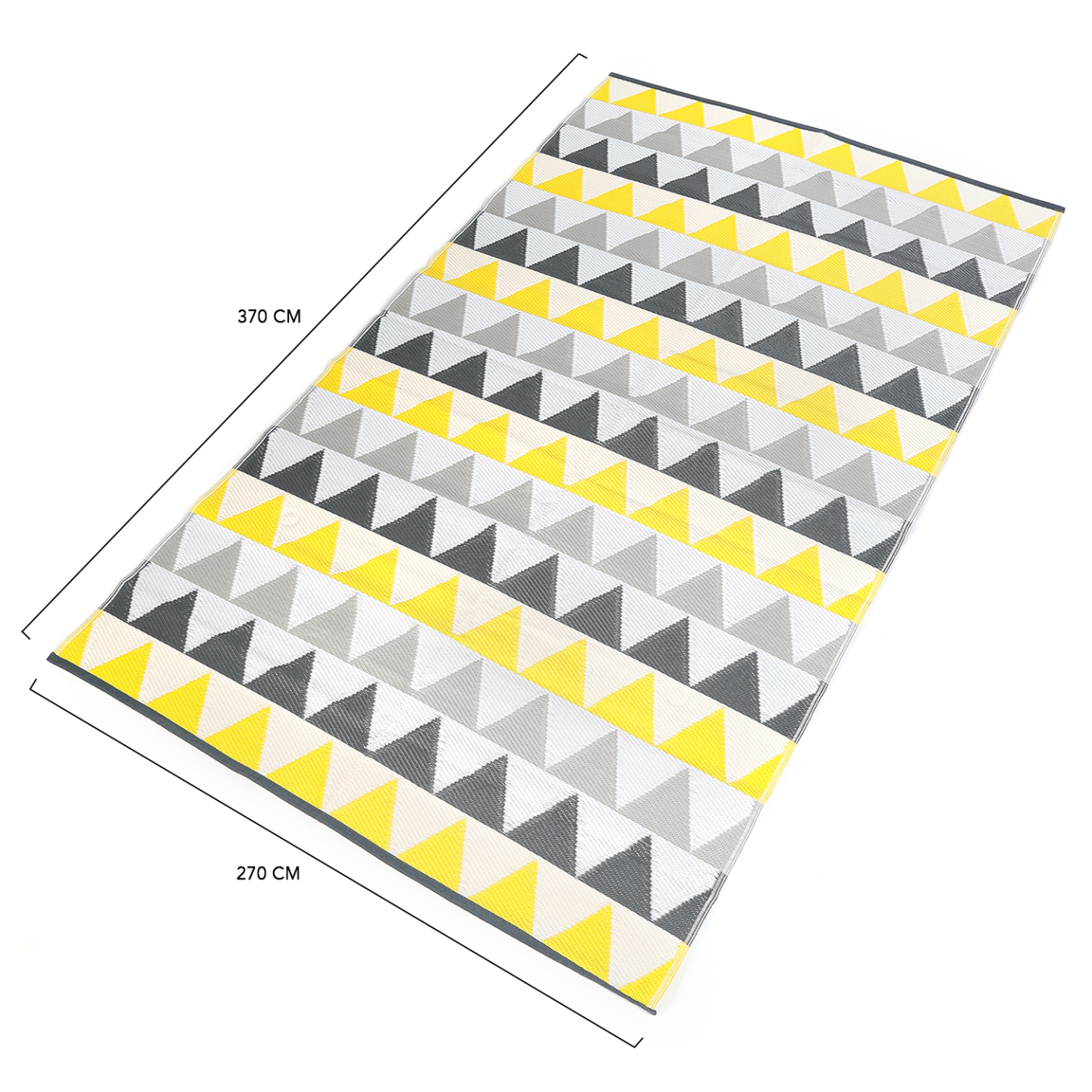 IDMARKET - Tapis extérieur SARI triangles gris et jaune 270 x 370 CM - Image 5