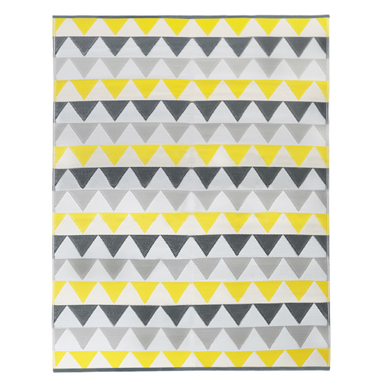IDMARKET - Tapis extérieur SARI triangles gris et jaune 270 x 370 CM - Image 2