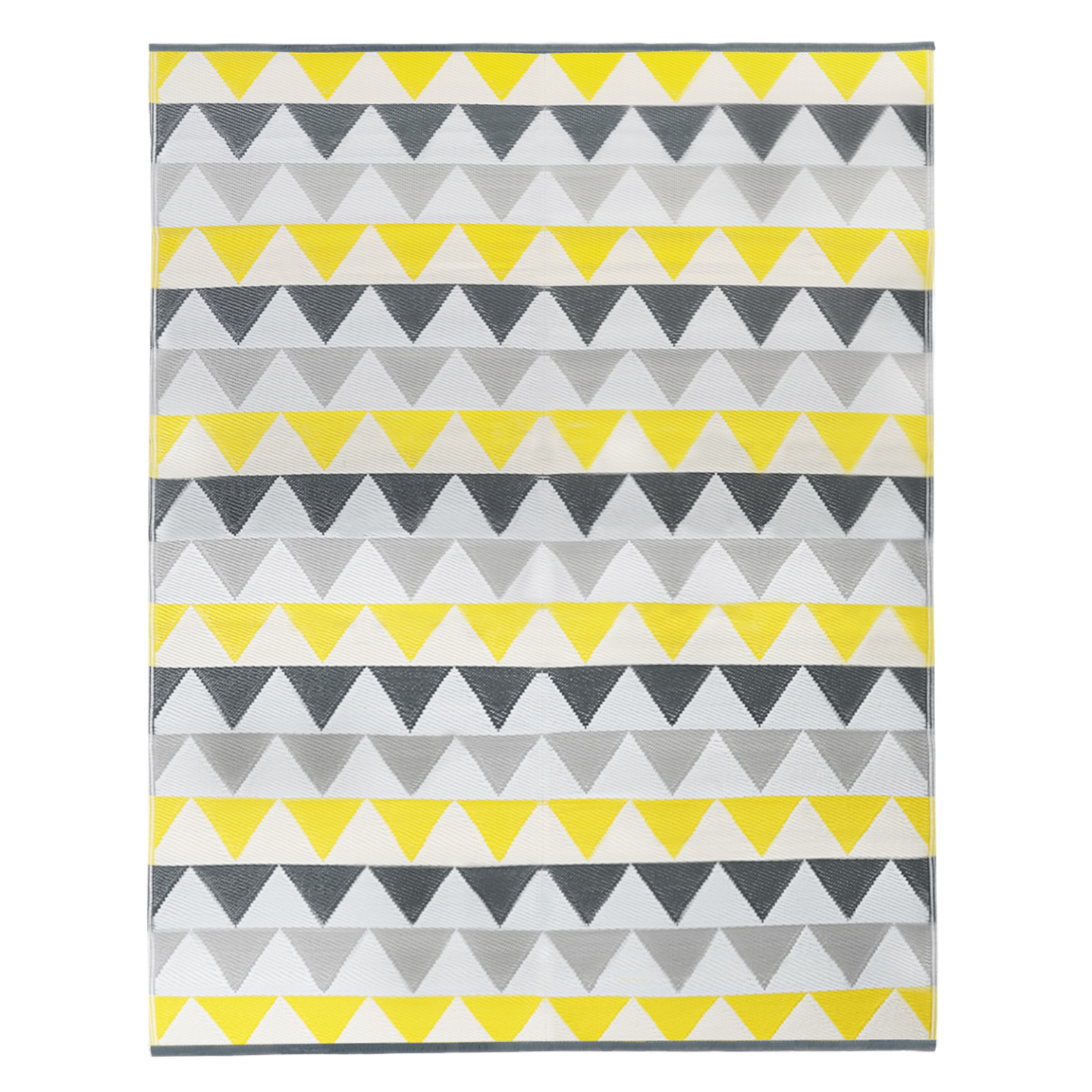 IDMARKET - Tapis extérieur SARI triangles gris et jaune 270 x 370 CM - Image 2
