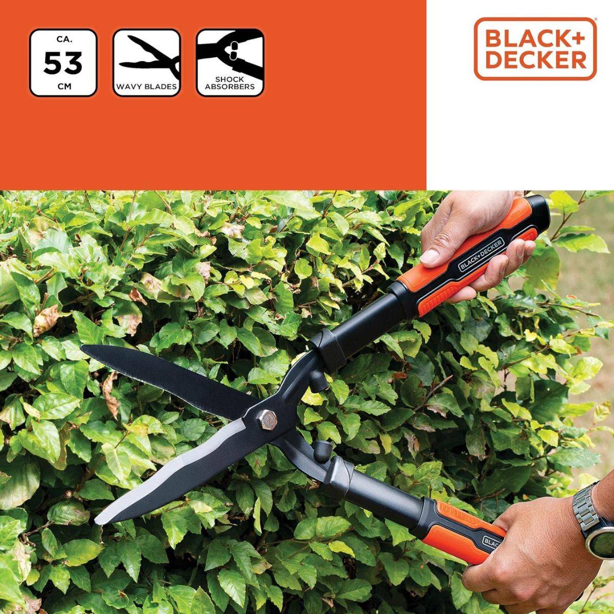 Cisaille de jardin Lames ondulées 53cm Tampon anti chocs Black et Decker - Imagen 4
