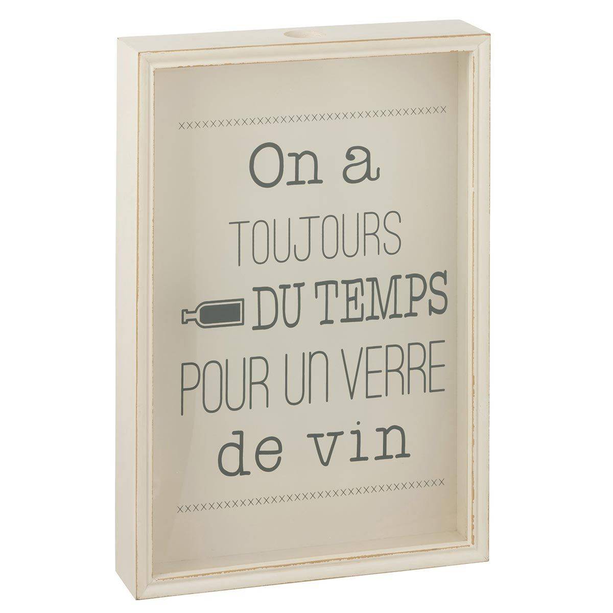 Cadre Déco Bouchon "Verre de Vin" 50cm Ivoire - Image 1