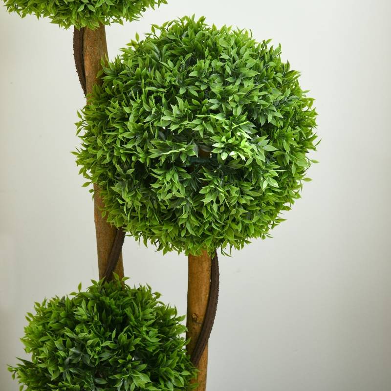 Buis artificiel topiaire polyéthylène intérieur extérieur anti-UV 3 boules 110cm vert - ComfortXL Outdoor Living - Image 7