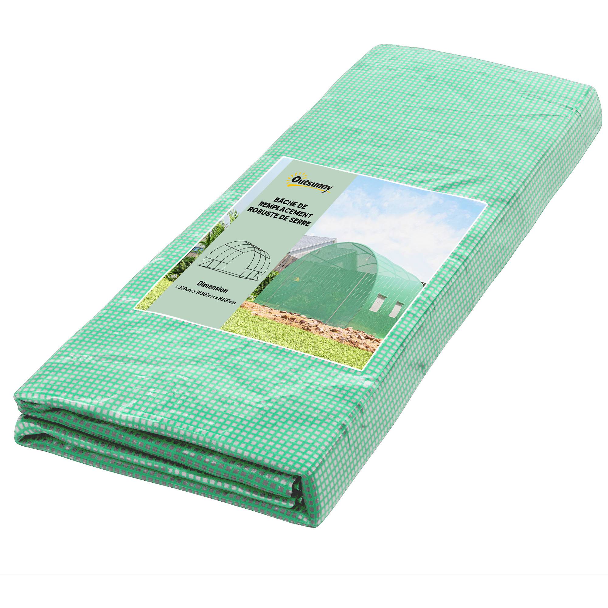 Sans Marque - Bâche Rechange Serre Tunnel 9m² 3x3x2 m PE anti-UV imperméable 6 fenêtres porte zip vert foncé - Image 1