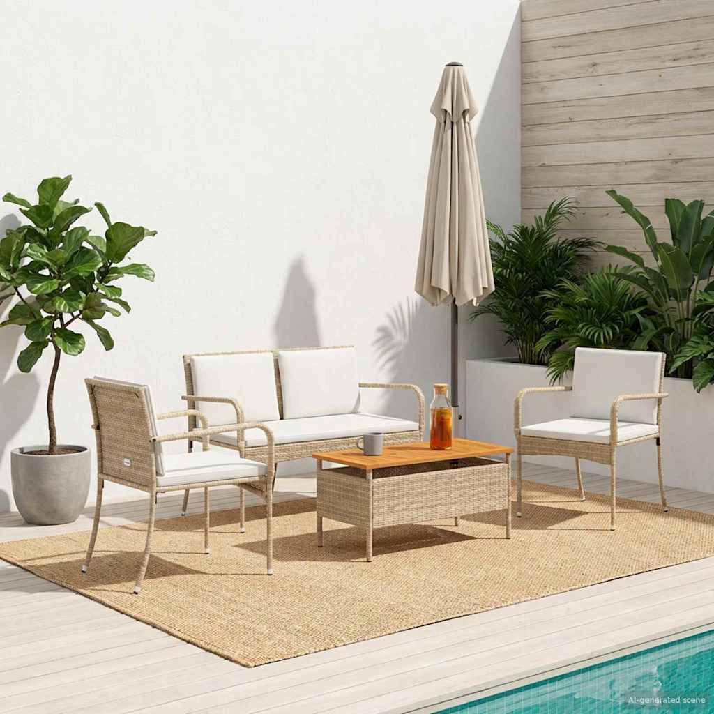 Vidaxl - Ensemble de jardin-Salons de jardin Beige polyrotin 516528 - Image 3