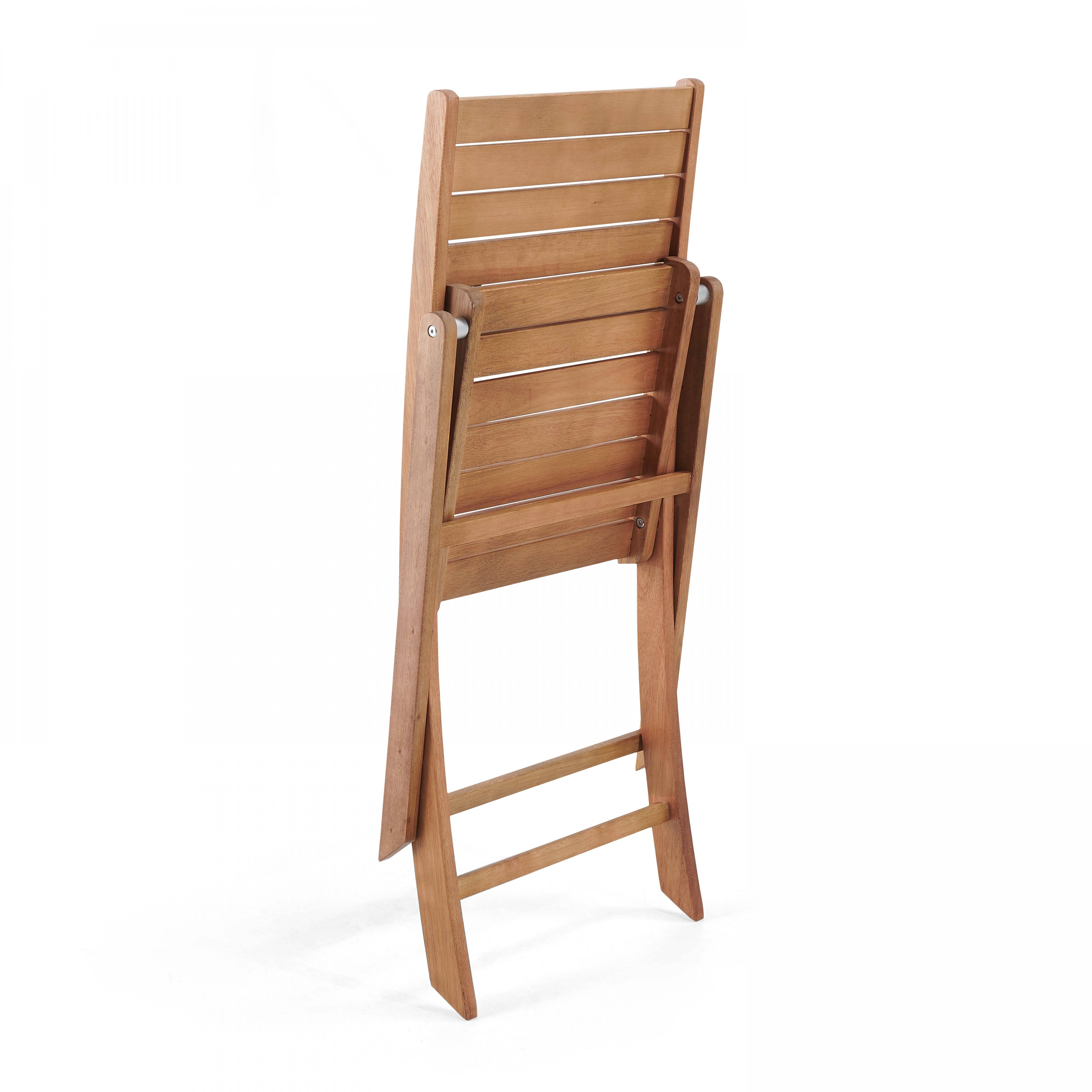 Oviala - Lot de 2 chaises pliantes en bois d'eucalyptus Canet - Oviala - Imagen 6