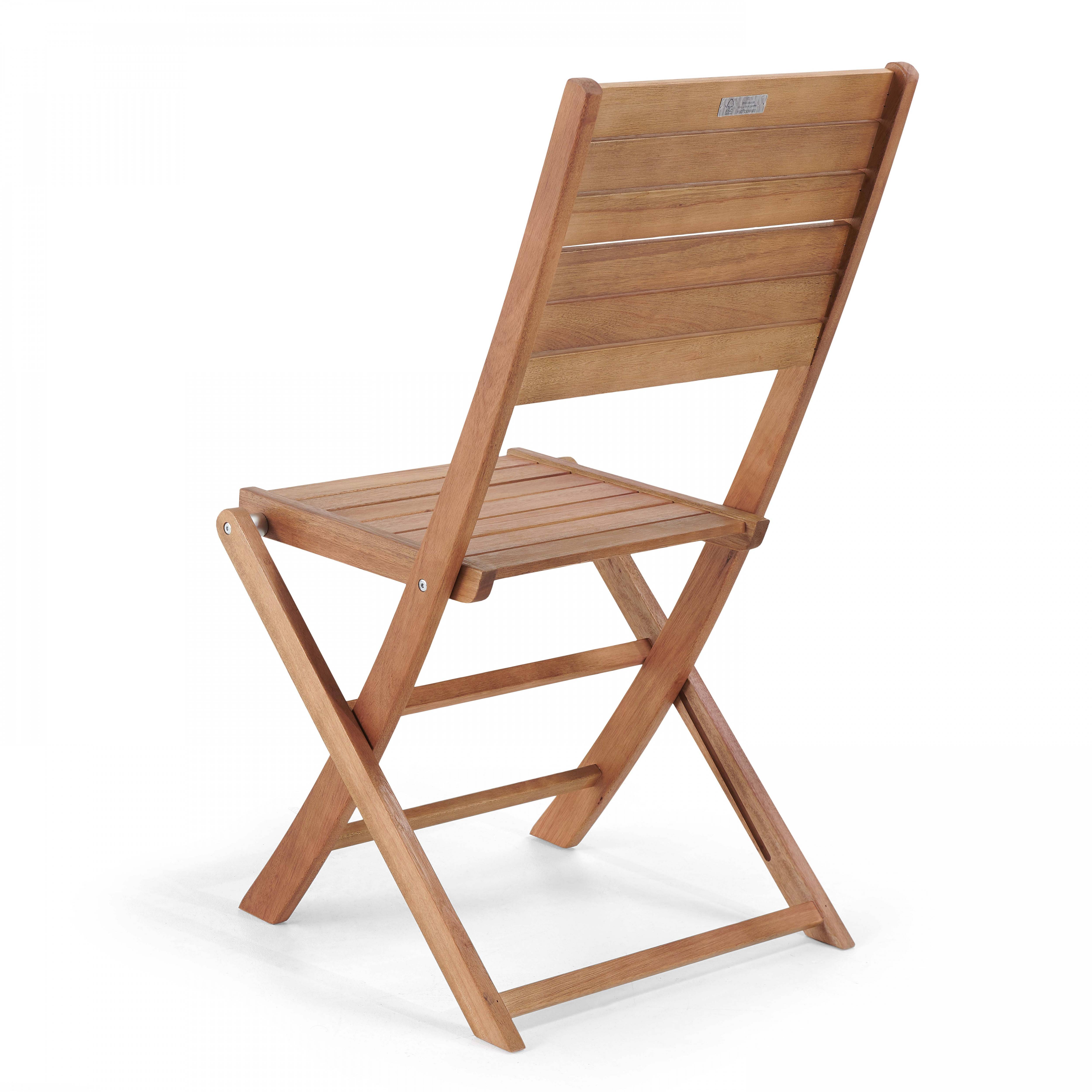 Oviala - Lot de 2 chaises pliantes en bois d'eucalyptus Canet - Oviala - Imagen 4