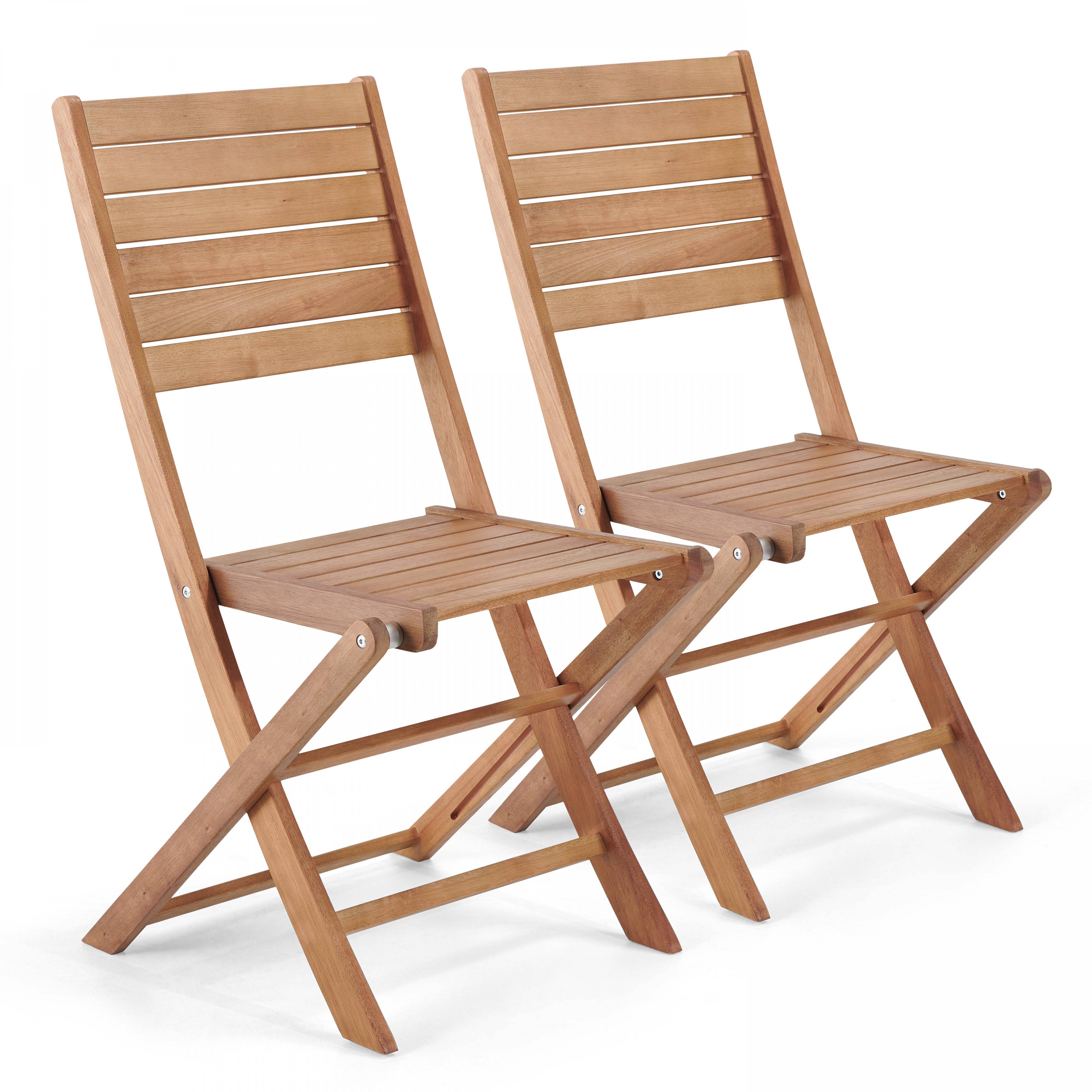 Oviala - Lot de 2 chaises pliantes en bois d'eucalyptus Canet - Oviala - Imagen 1