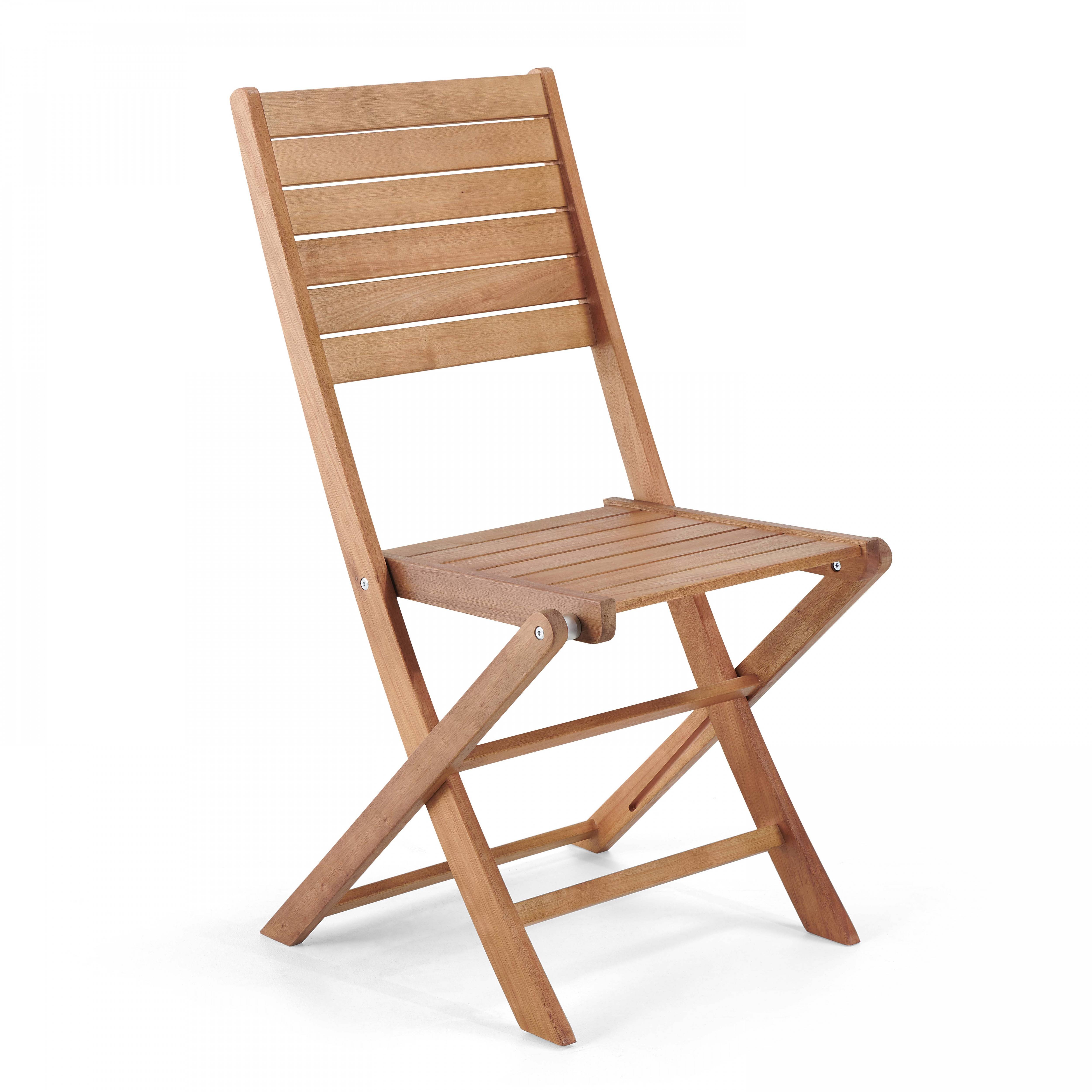 Oviala - Lot de 2 chaises pliantes en bois d'eucalyptus Canet - Oviala - Imagen 3