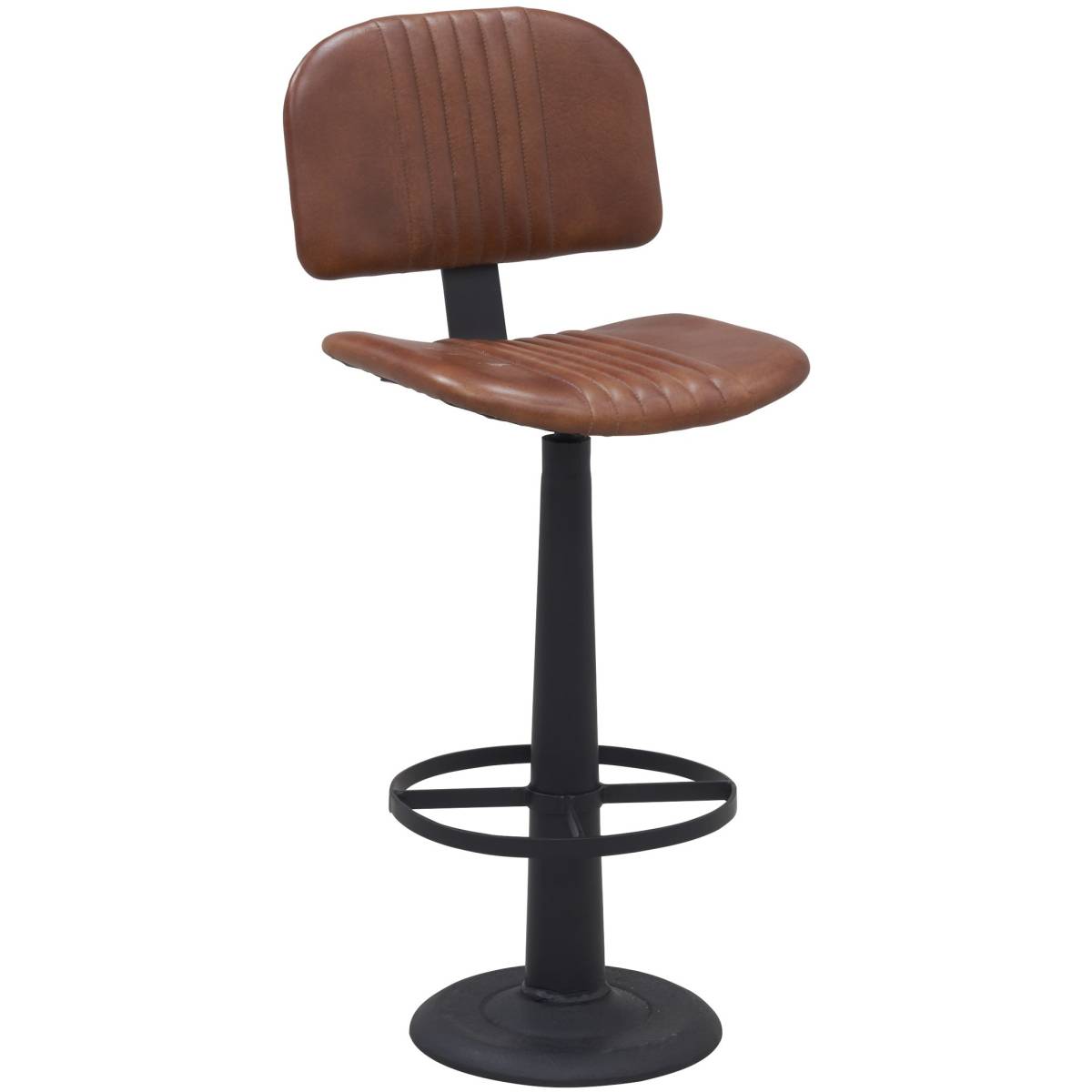 Aubry Gaspard - Tabouret barbier en cuir de buffle et métal - Imagen 1