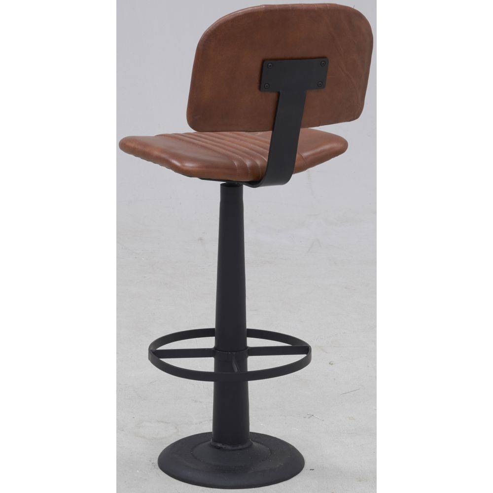 Aubry Gaspard - Tabouret barbier en cuir de buffle et métal - Imagen 2