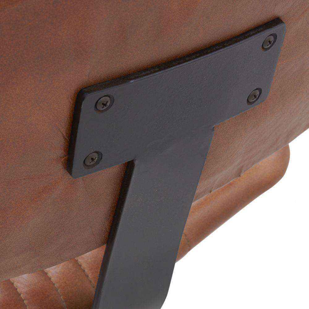 Aubry Gaspard - Tabouret barbier en cuir de buffle et métal - Imagen 4