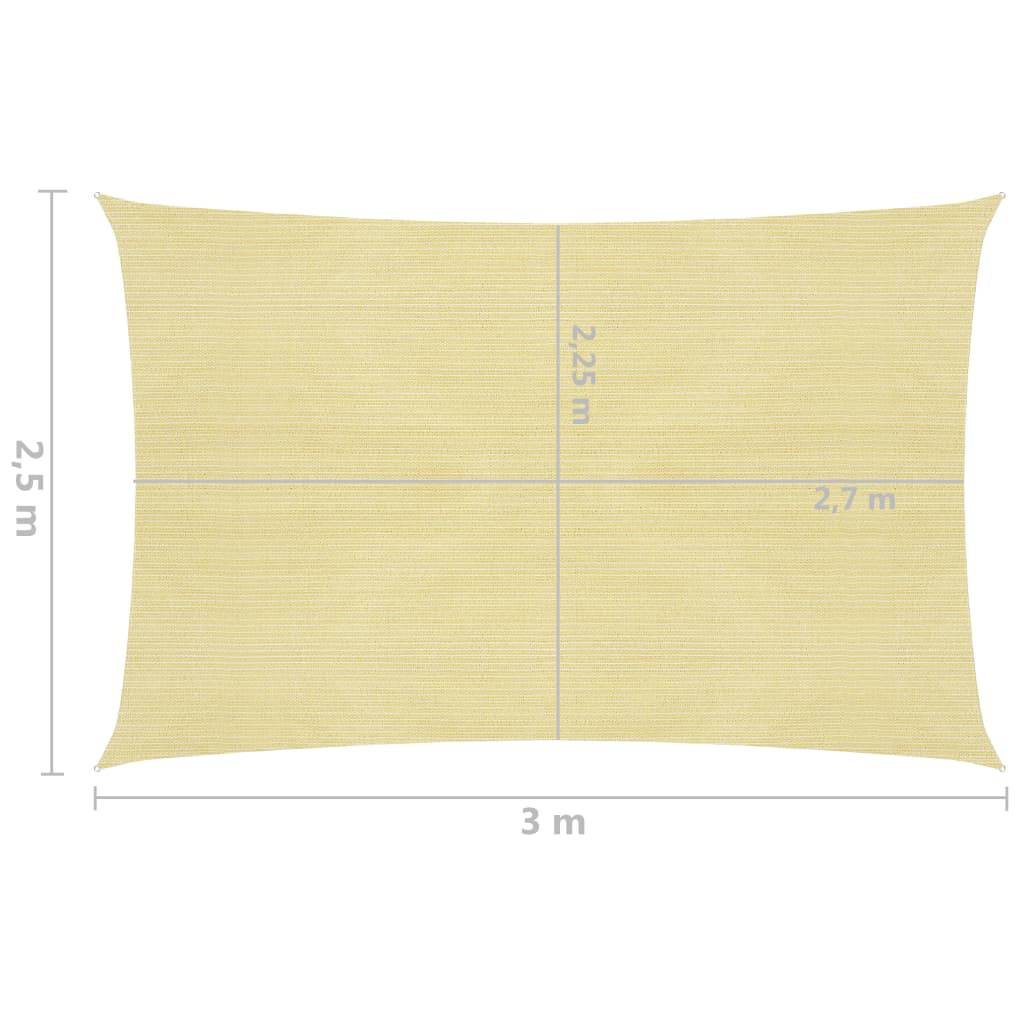 Helloshop26 - Voile toile d'ombrage parasol 160 g/m² 2,5 x 3 m PEHD beige - Imagen 6