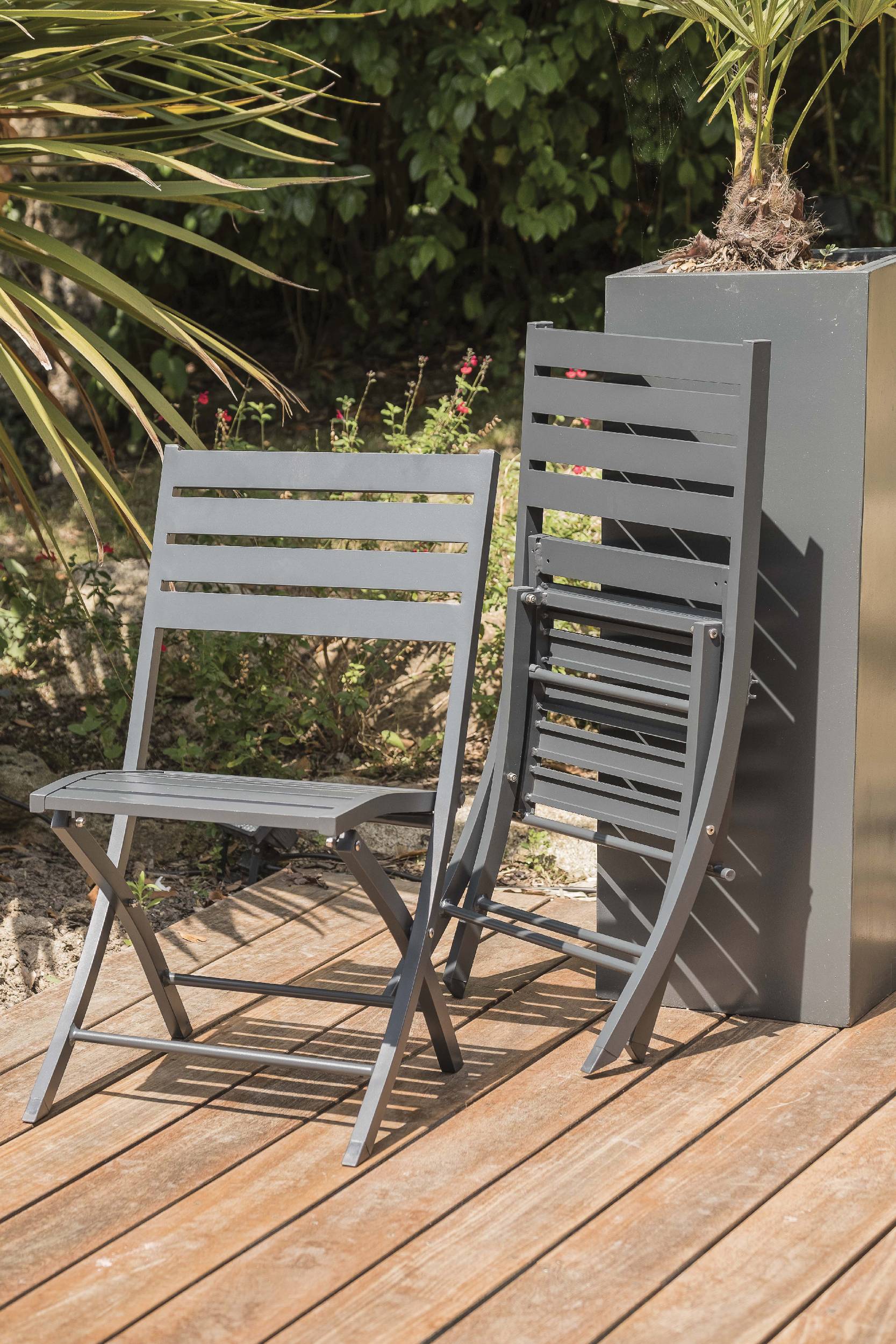 City Garden - Ensemble repas de jardin 4 places en aluminium - Gris anthracite - MARIUS - Imagen 2