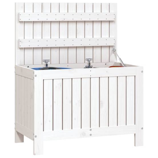 Coffre de Rangement Extérieur en Bois de Pin Massif pour Balcon et Jardin Blanc 76x42,5x54 cm – ComfortXL Outdoor Living - Image 4