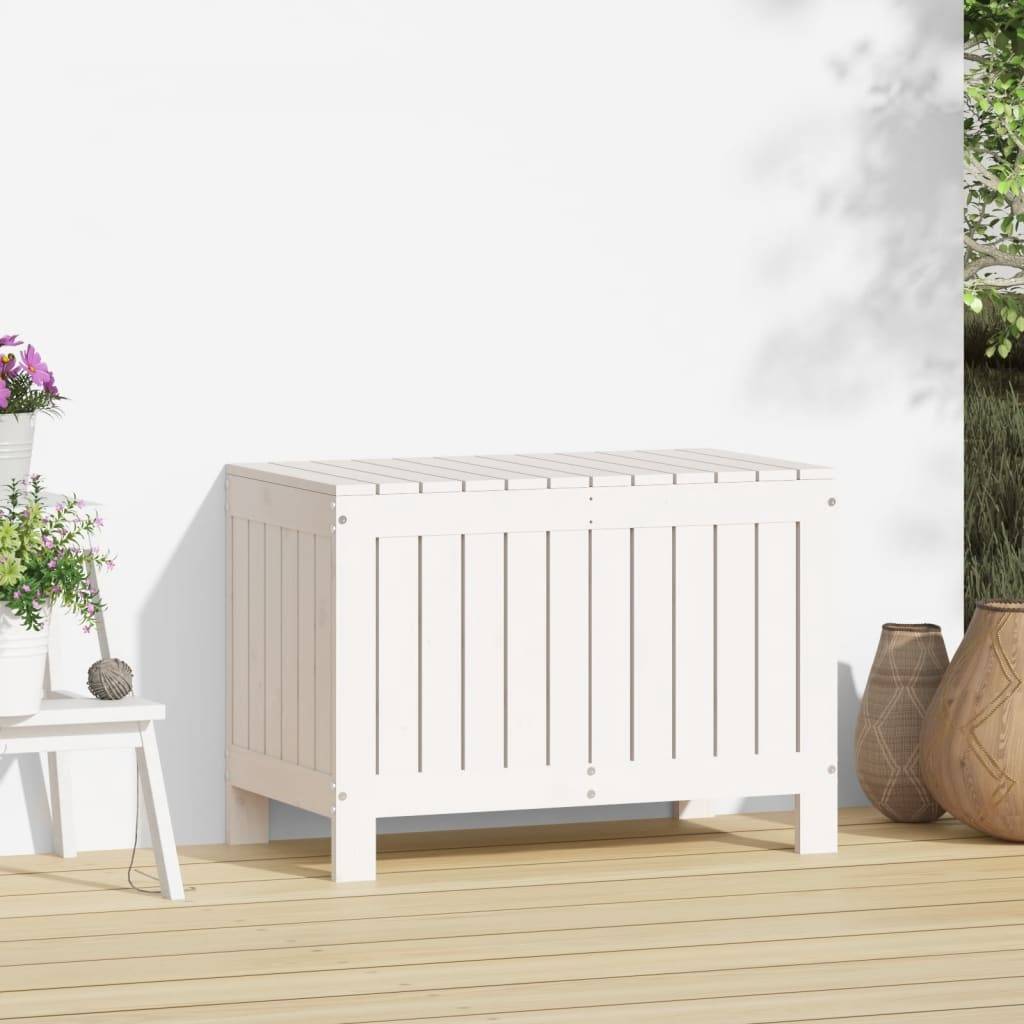 Coffre de Rangement Extérieur en Bois de Pin Massif pour Balcon et Jardin Blanc 76x42,5x54 cm – ComfortXL Outdoor Living - Image 3