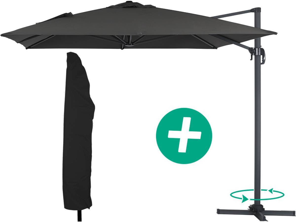 Habitat Et Jardin - Parasol Jardin Déporté Alu "sun 4" - Rectangle - 3 X 4 M + Housse De Protection - Noir -habitat Et Jardin - Imagen 1