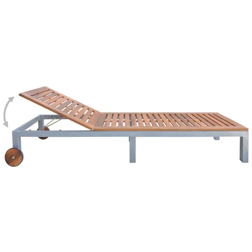 Helloshop26 - Transat chaise longue bain de soleil lit de jardin terrasse meuble d'extérieur bois d'acacia solide - Imagen 3